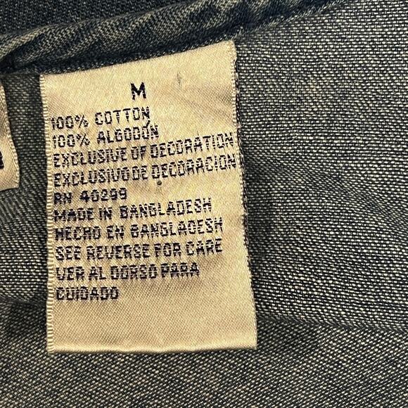 VINTAGE Vintage Denim Maxi Dress Appliqué Embroidered M - Picture 9 of 10